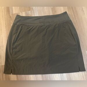 Women's Olive Green Mini Skirt with Front Zip Pockets
